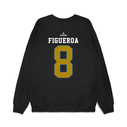 QC River Bandits - MILB Baseball : Derlin Figueroa - Premium Crewneck Sweatshirt-1