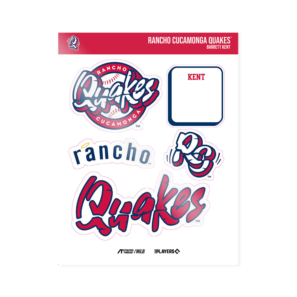 Rancho Cucamonga Quakes - MILB Baseball : Barrett Kent - Sticker Sheet-0