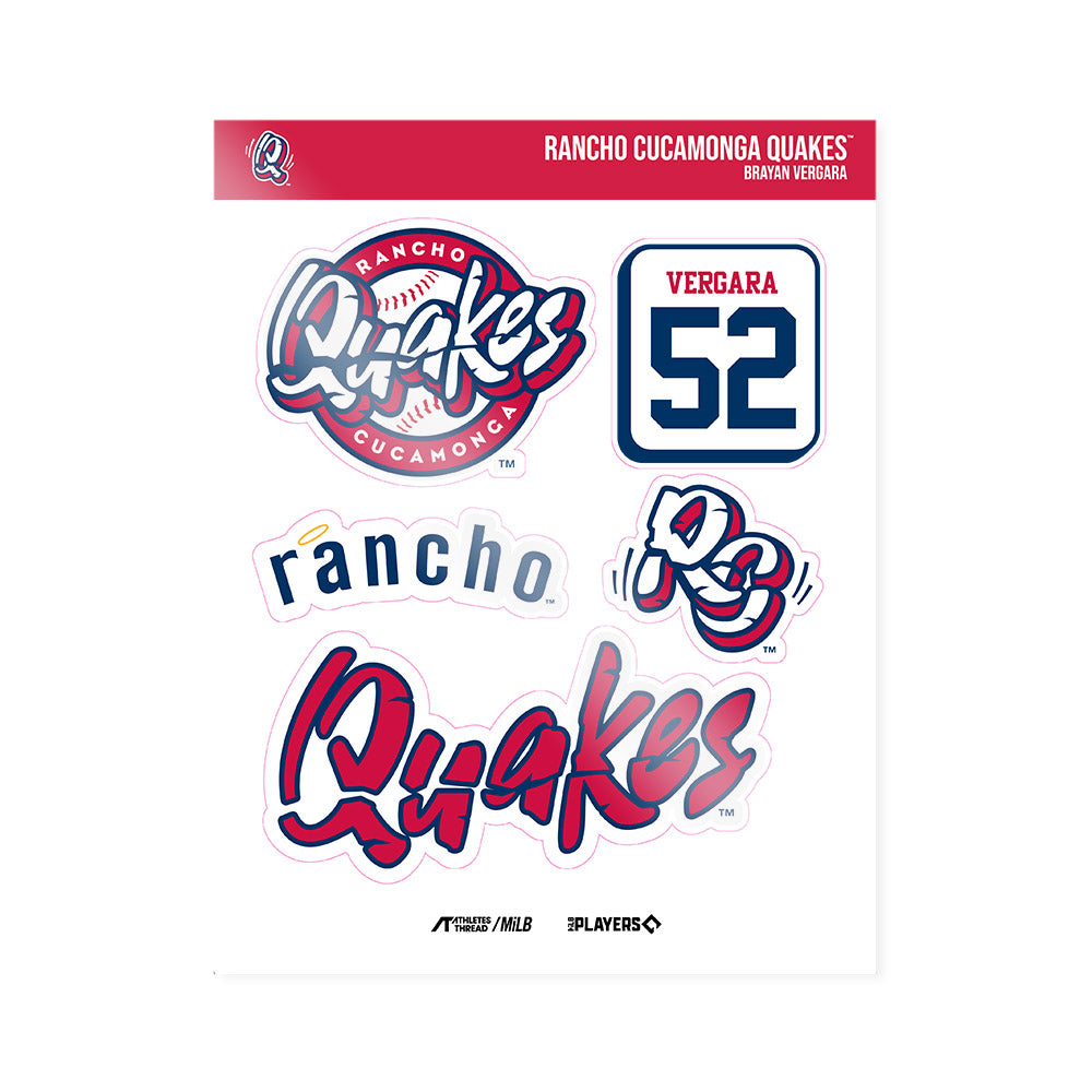 Rancho Cucamonga Quakes - MILB Baseball : Brayan Vergara - Sticker Sheet-0