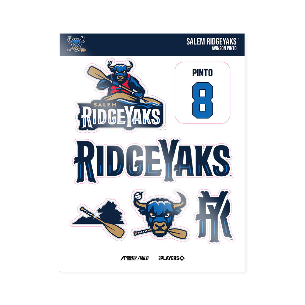 Salem RidgeYaks - MILB Baseball : Avinson Pinto - Sticker Sheet-0
