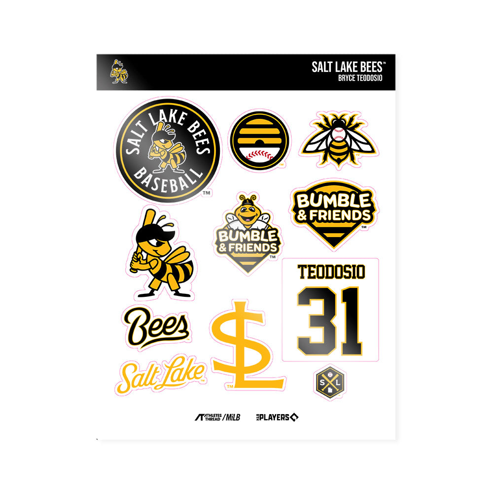 Salt Lake Bees - MILB Baseball : Bryce Teodosio - Sticker Sheet-0