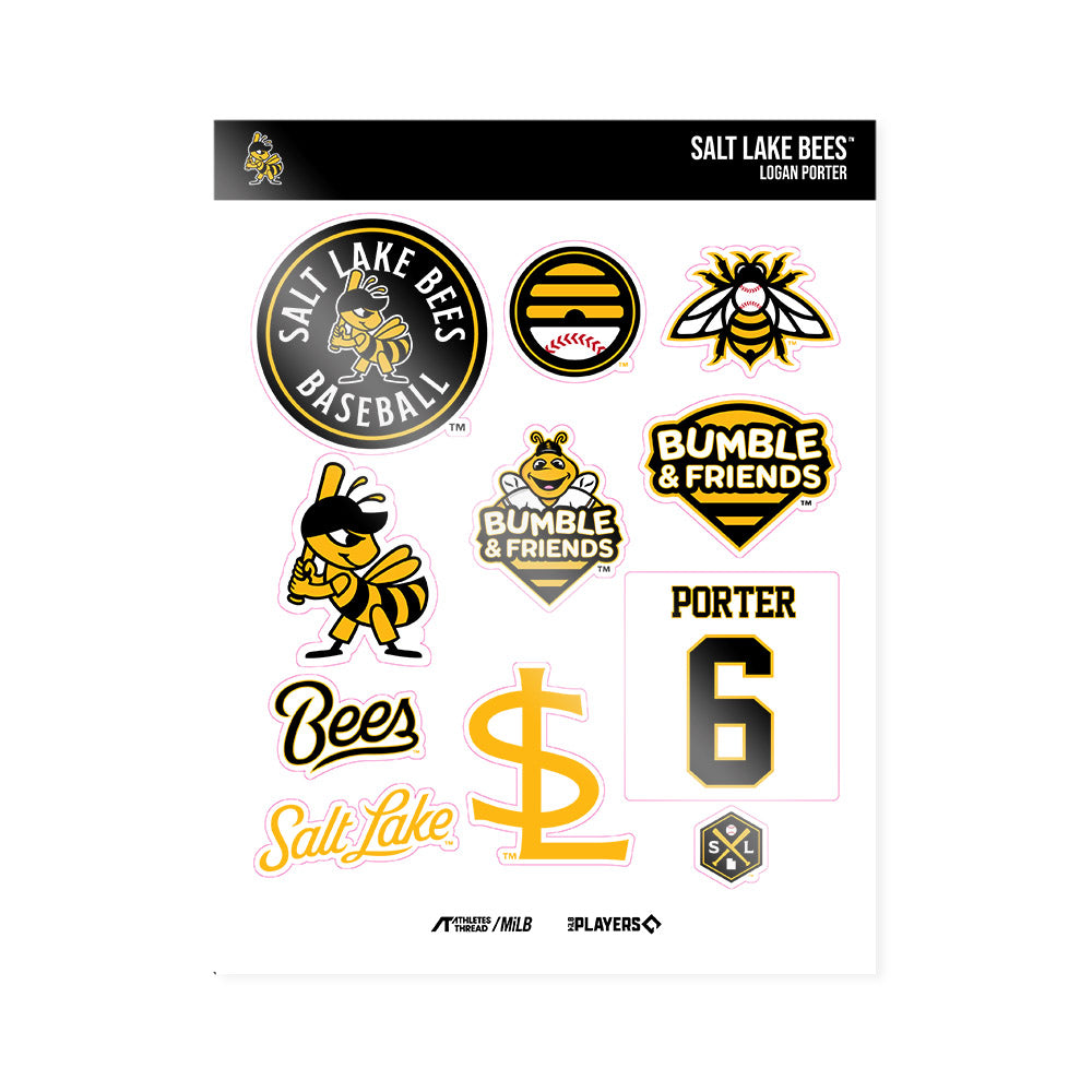 Salt Lake Bees - MILB Baseball : Logan Porter - Sticker Sheet-0
