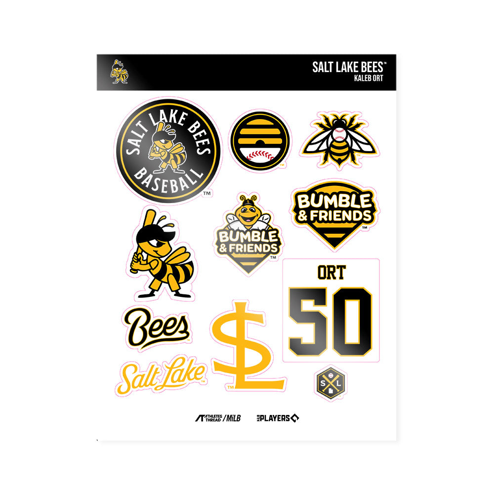 Salt Lake Bees - MILB Baseball : Kaleb Ort - Sticker Sheet-0