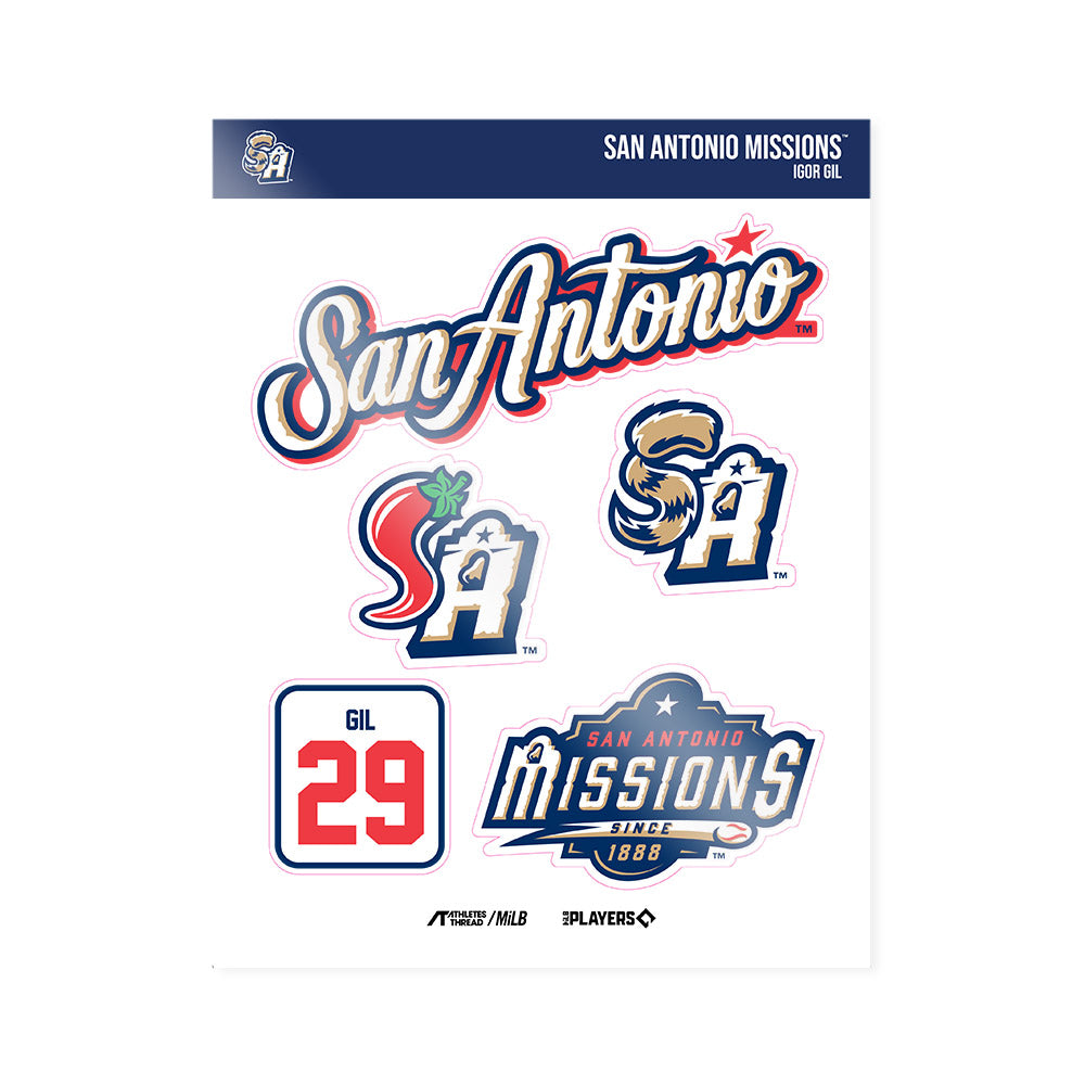 San Antonio Missions - MILB Baseball : Igor Gil - Sticker Sheet-0
