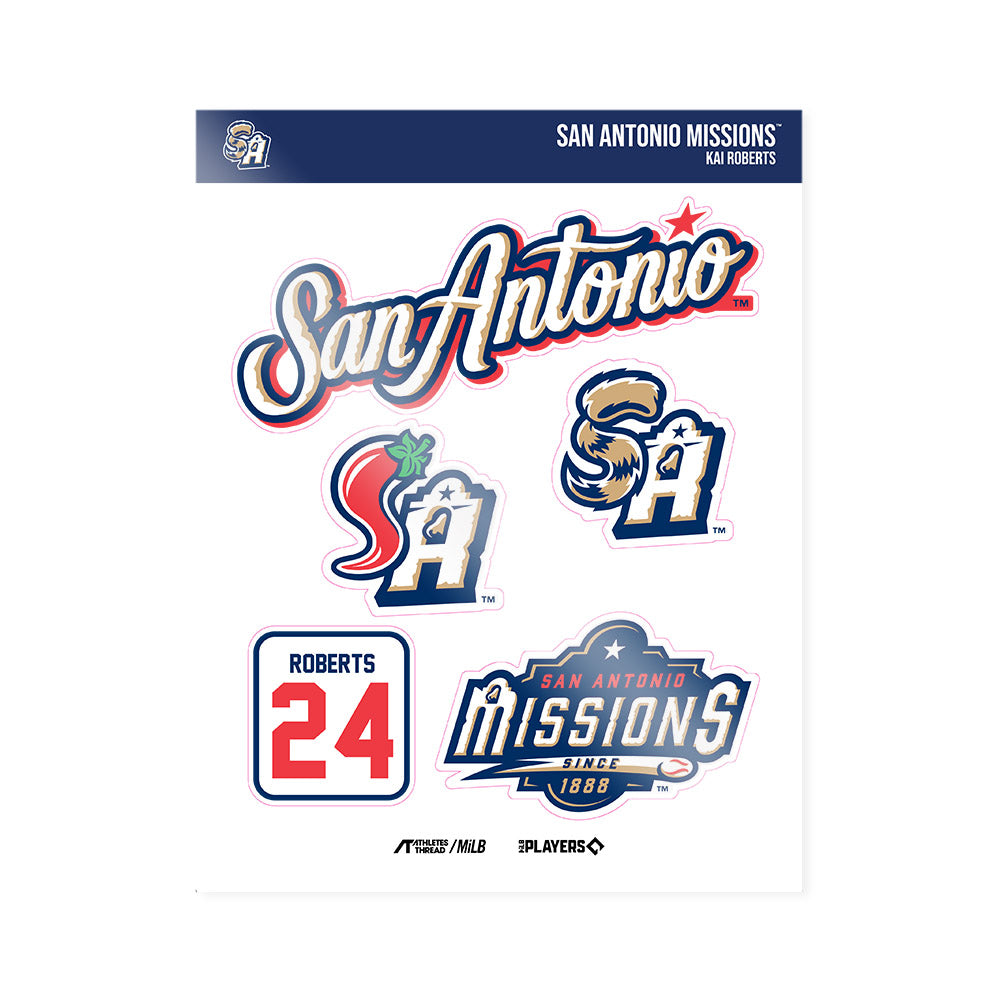 San Antonio Missions - MILB Baseball : Kai Roberts - Sticker Sheet-0