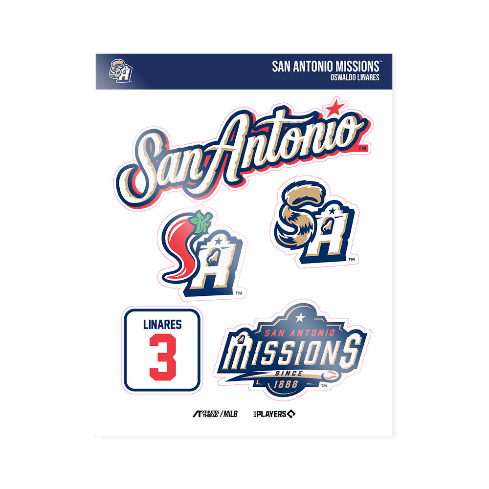 San Antonio Missions - MILB Baseball : Oswaldo Linares - Sticker Sheet-0