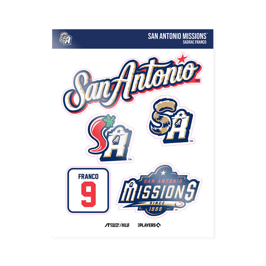 San Antonio Missions - MILB Baseball : Sadrac Franco - Sticker Sheet-0