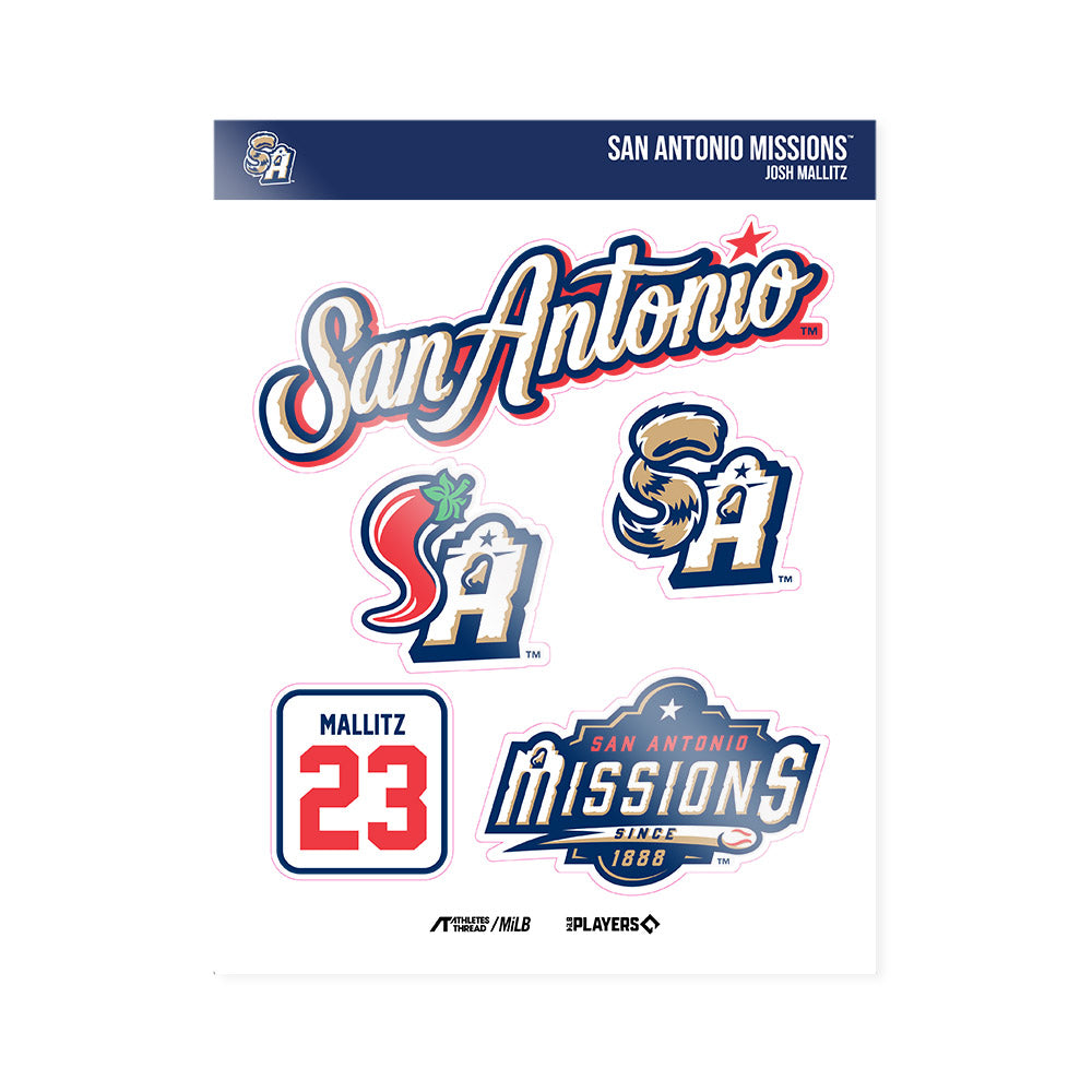 San Antonio Missions - MILB Baseball : Josh Mallitz - Sticker Sheet-0
