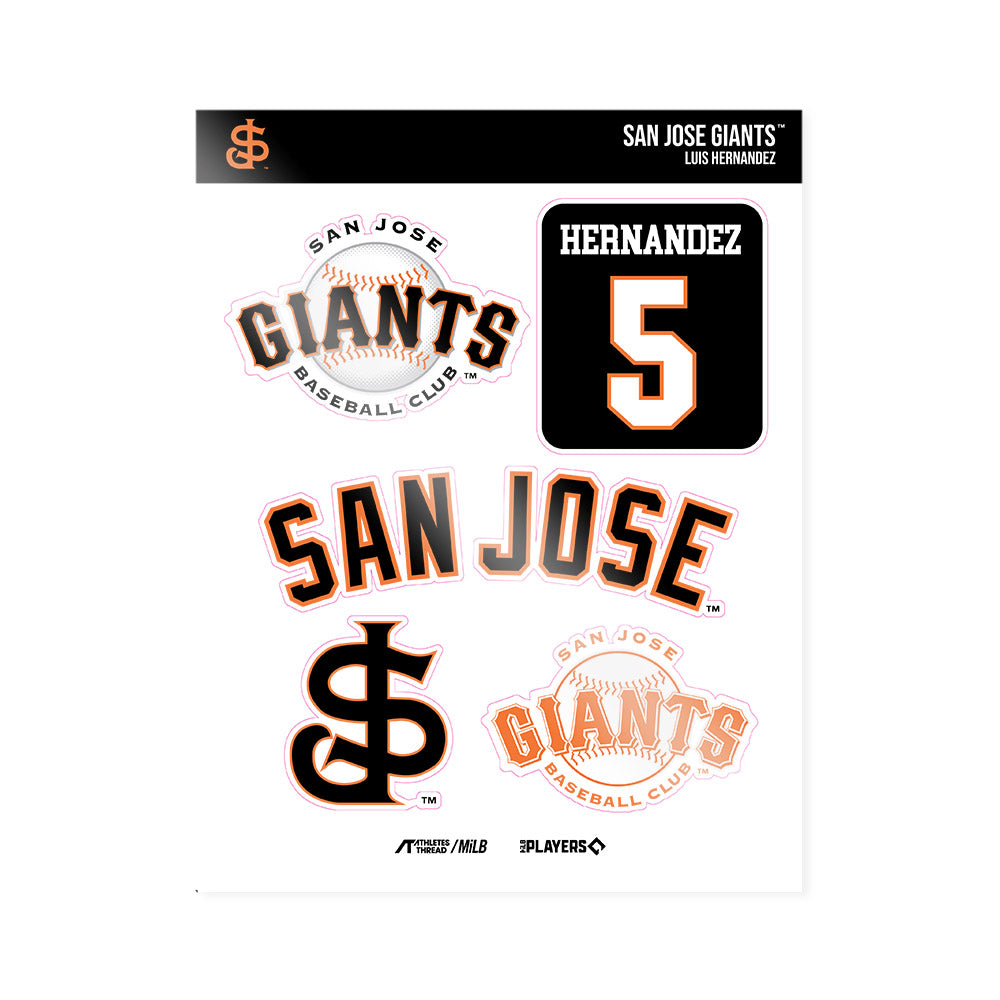 San Jose Giants - MILB Baseball : Luis Hernandez - Sticker Sheet-0