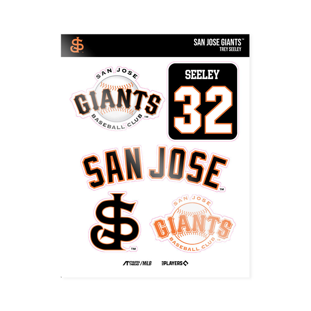 San Jose Giants - MILB Baseball : Trey Seeley - Sticker Sheet-0