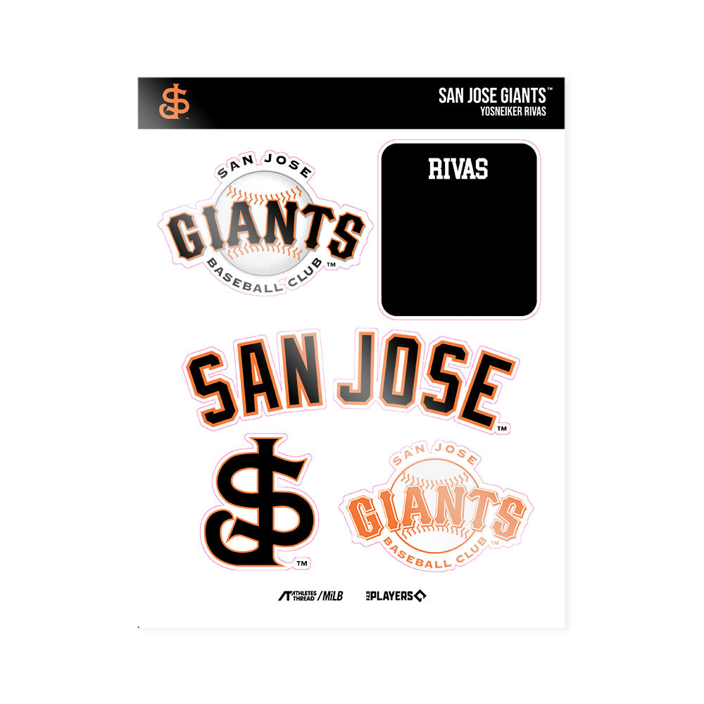 San Jose Giants - MILB Baseball : Yosneiker Rivas - Sticker Sheet-0