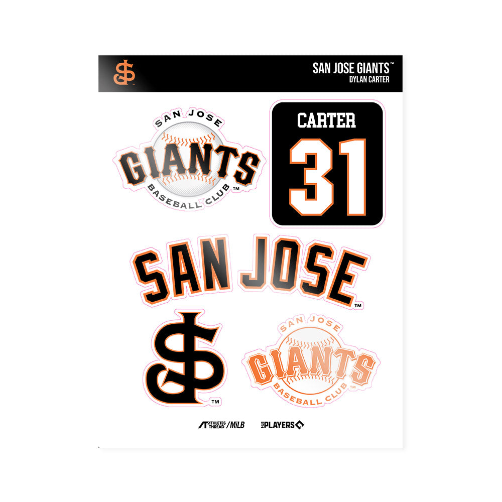 San Jose Giants - MILB Baseball : Dylan Carter - Sticker Sheet-0