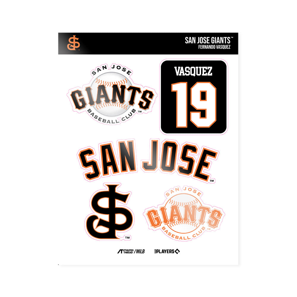 San Jose Giants - MILB Baseball : Fernando Vasquez - Sticker Sheet-0