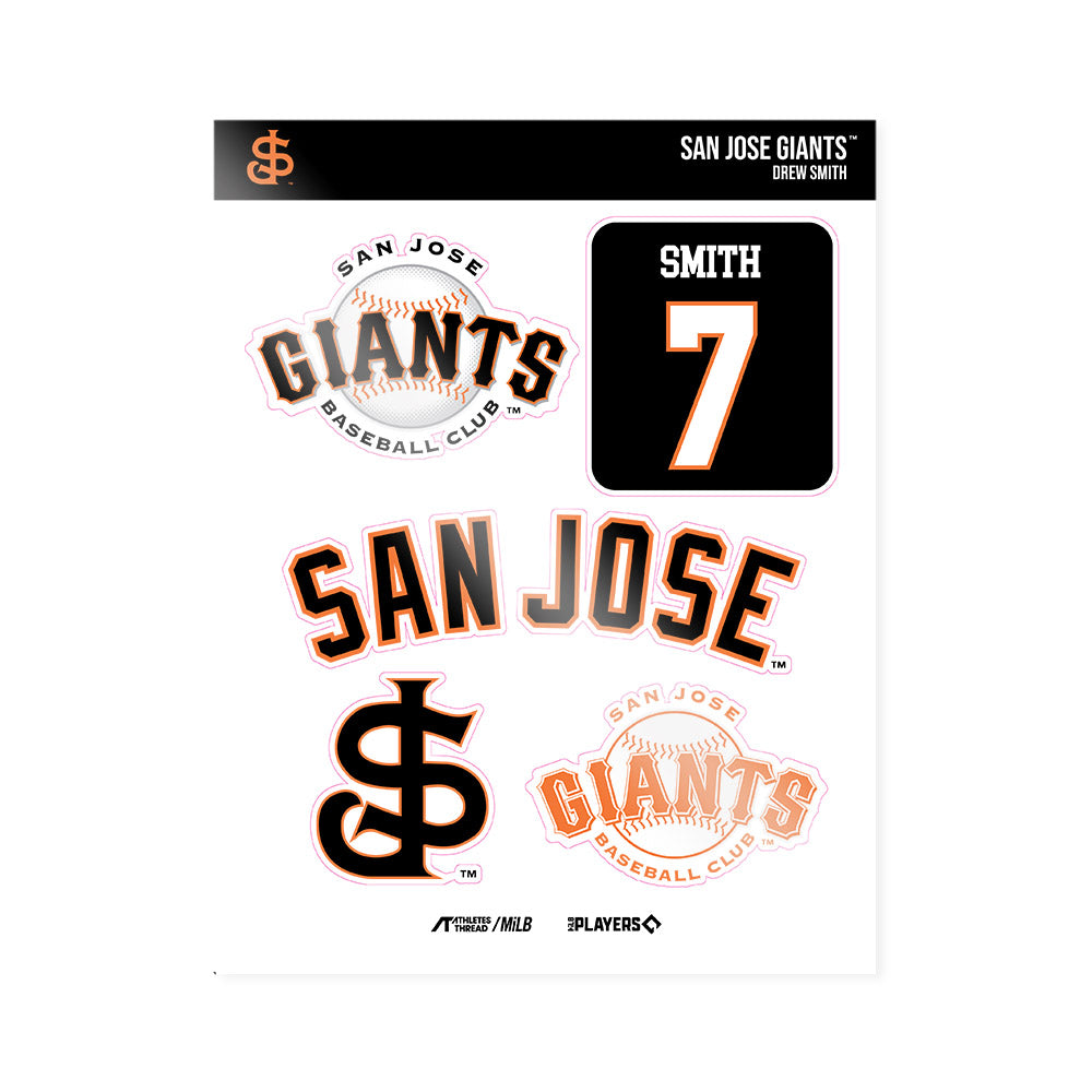 San Jose Giants - MILB Baseball : Drew Smith - Sticker Sheet-0