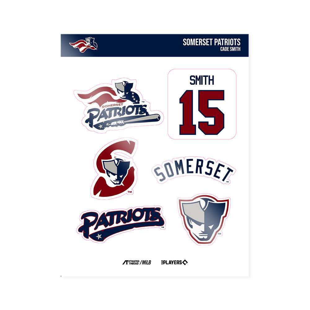 Somerset Patriots - MILB Baseball : Cade Smith - Sticker Sheet-0