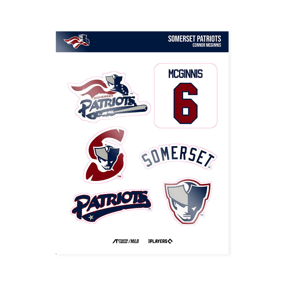 Somerset Patriots - MILB Baseball : Connor McGinnis - Sticker Sheet-0