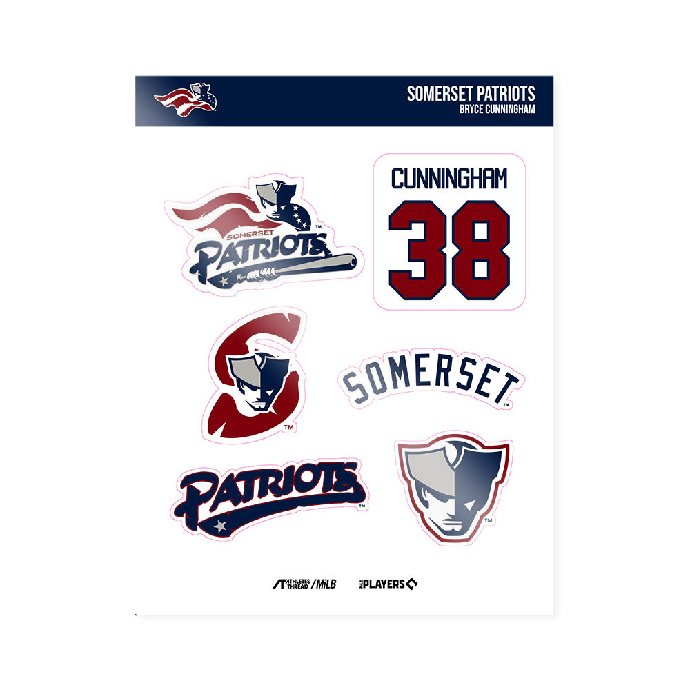Somerset Patriots - MILB Baseball : Bryce Cunningham - Sticker Sheet-0