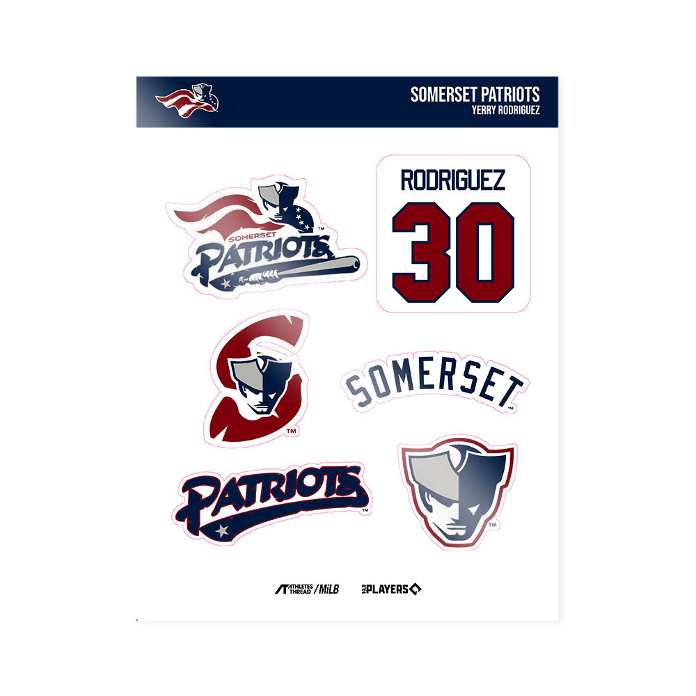 Somerset Patriots - MILB Baseball : Yerry Rodriguez - Sticker Sheet-0