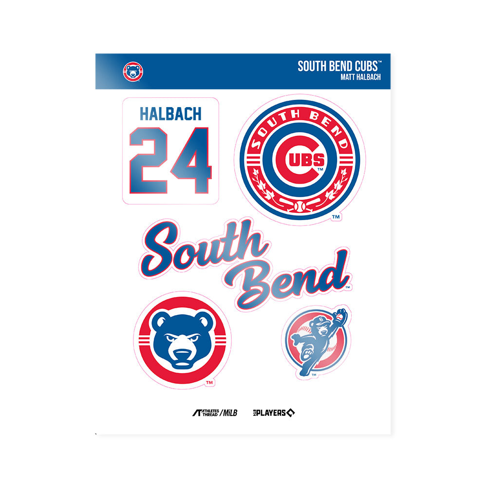 South Bend Cubs - MILB Baseball : Matt Halbach - Sticker Sheet-0