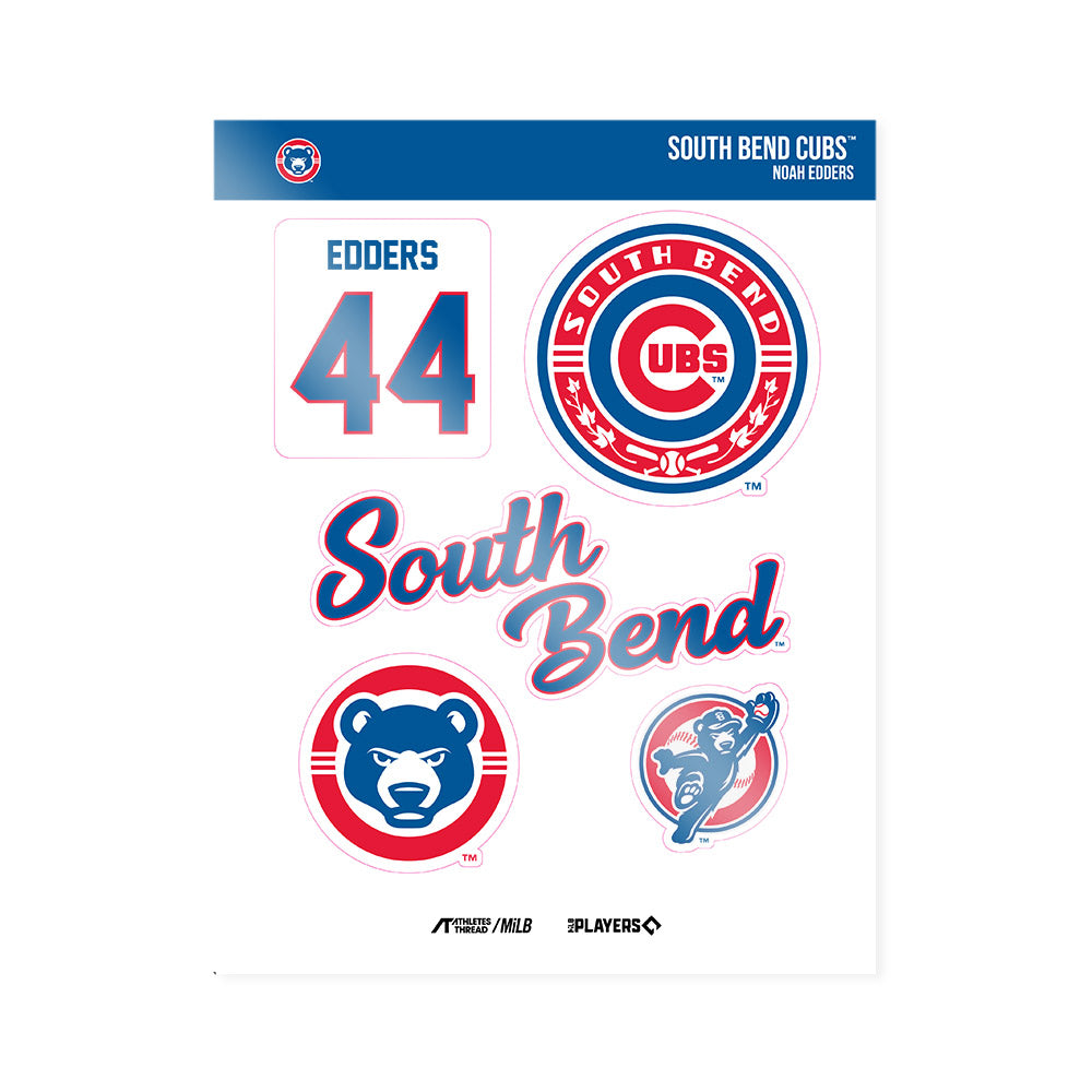 South Bend Cubs - MILB Baseball : Noah Edders - Sticker Sheet-0