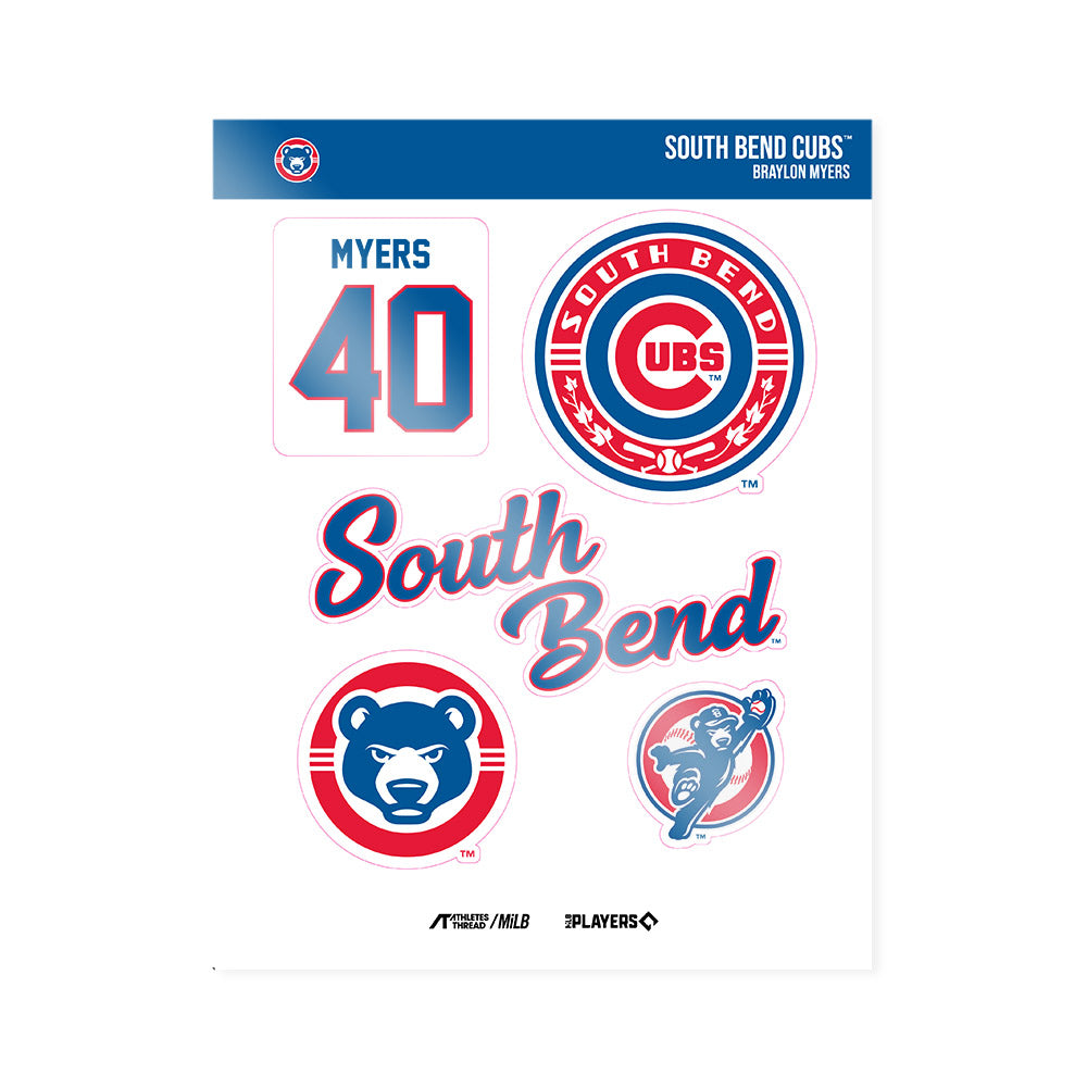 South Bend Cubs - MILB Baseball : Braylon Myers - Sticker Sheet-0