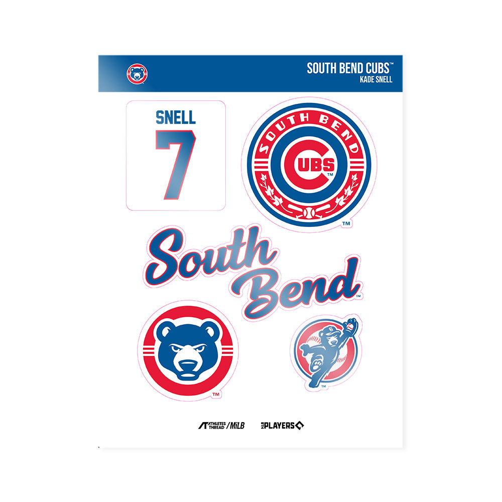 South Bend Cubs - MILB Baseball : Kade Snell - Sticker Sheet-0