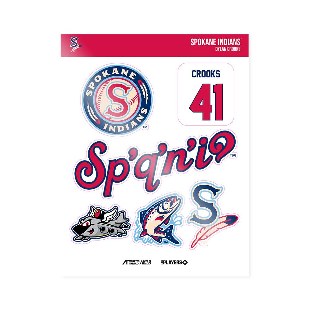 Spokane Indians - MILB Baseball : Dylan Crooks - Sticker Sheet-0