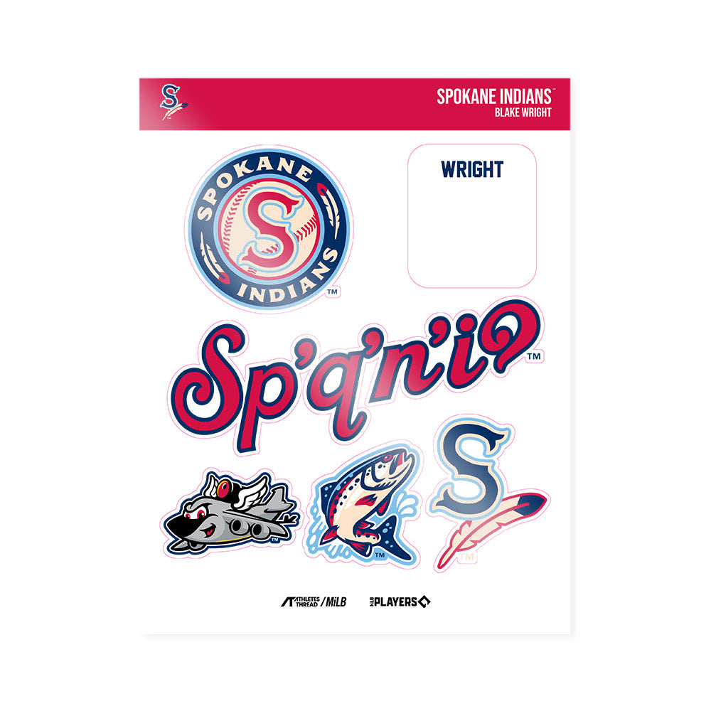 Spokane Indians - MILB Baseball : Blake Wright - Sticker Sheet-0