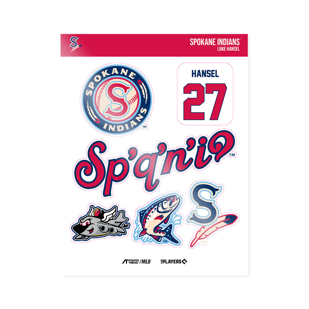Spokane Indians - MILB Baseball : Luke Hansel - Sticker Sheet-0