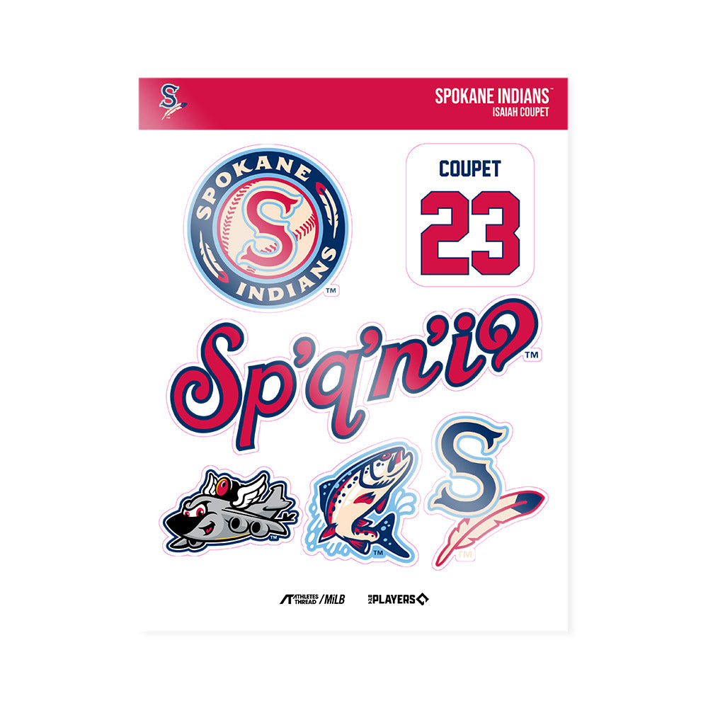 Spokane Indians - MILB Baseball : Isaiah Coupet - Sticker Sheet-0
