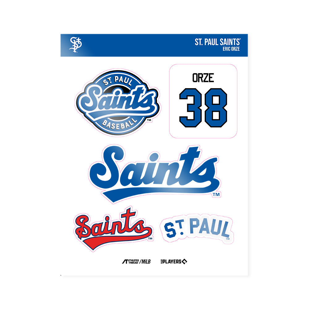 St Paul Saints - MILB Baseball : Eric Orze - Sticker Sheet-0