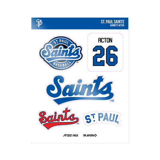 St Paul Saints - MILB Baseball : Garrett Acton - Sticker Sheet-0