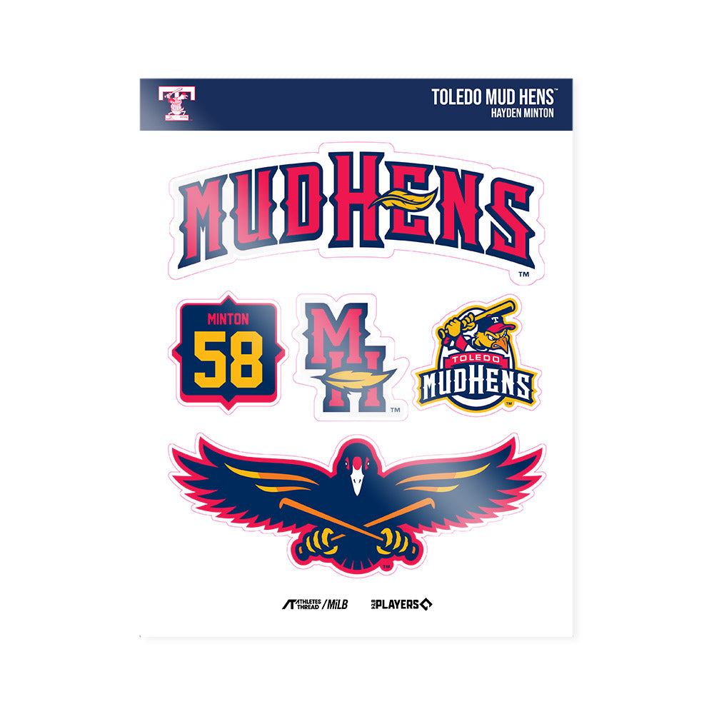 Toledo Mud Hens - MILB Baseball : Hayden Minton - Sticker Sheet-0