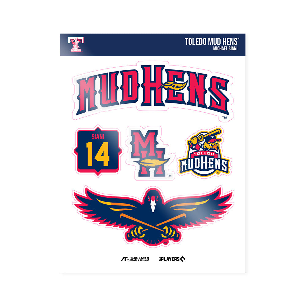 Toledo Mud Hens - MILB Baseball : Michael Siani - Sticker Sheet-0