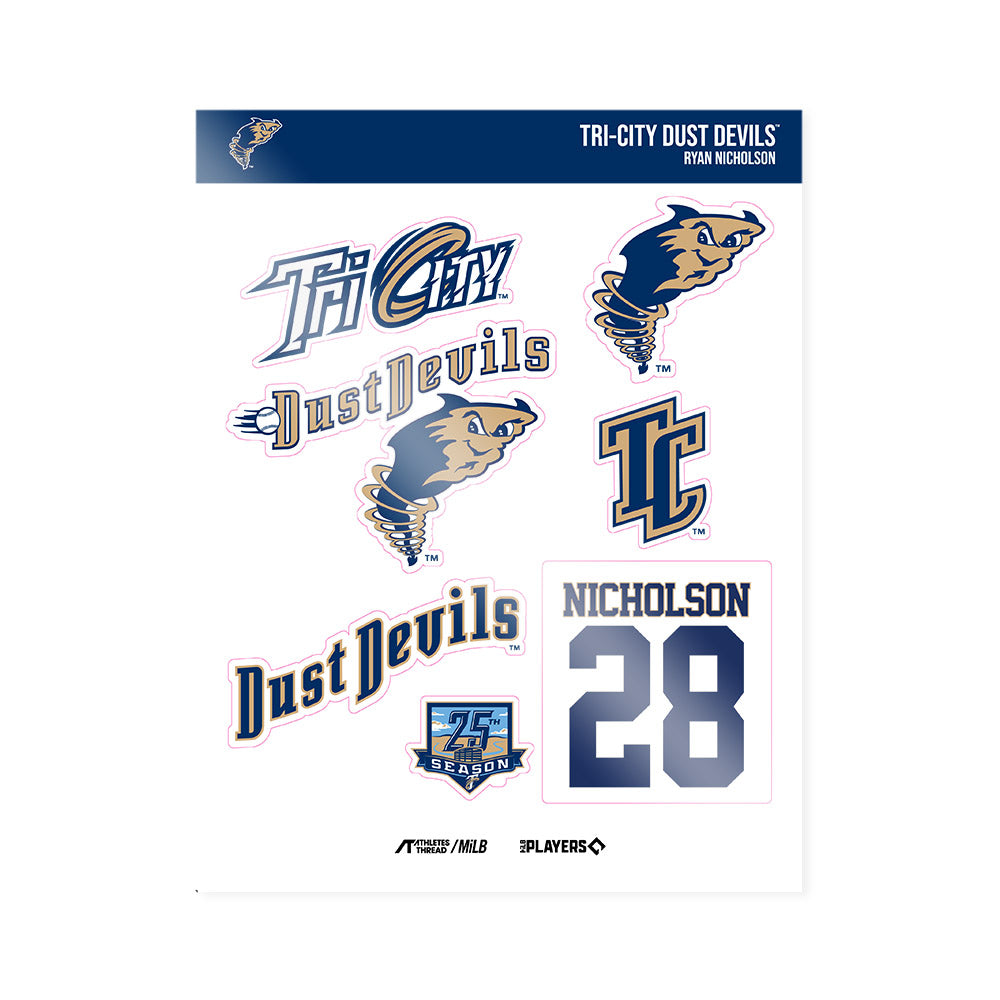 Tri City Devils - MILB Baseball : Ryan Nicholson - Sticker Sheet-0