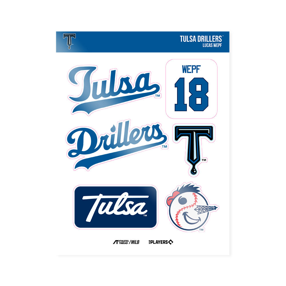 Tulsa Drillers - MILB Baseball : Lucas Wepf - Sticker Sheet-0