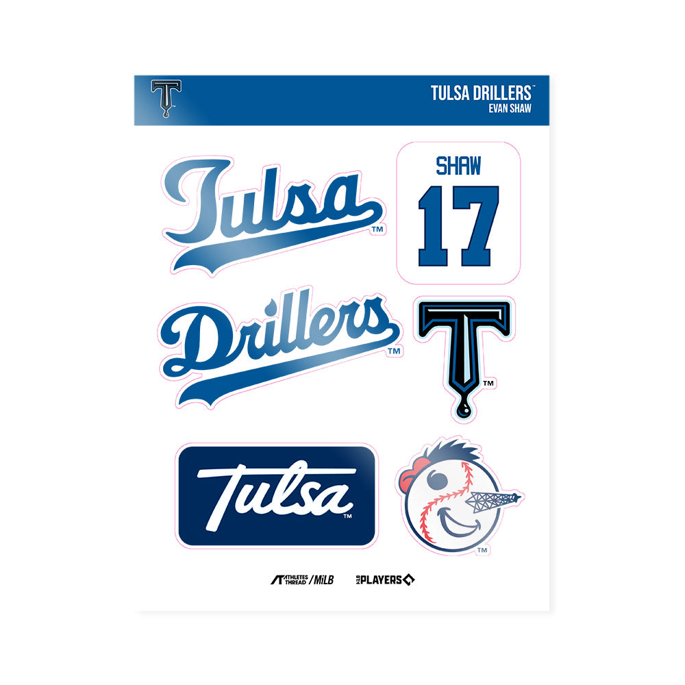 Tulsa Drillers - MILB Baseball : Evan Shaw - Sticker Sheet-0