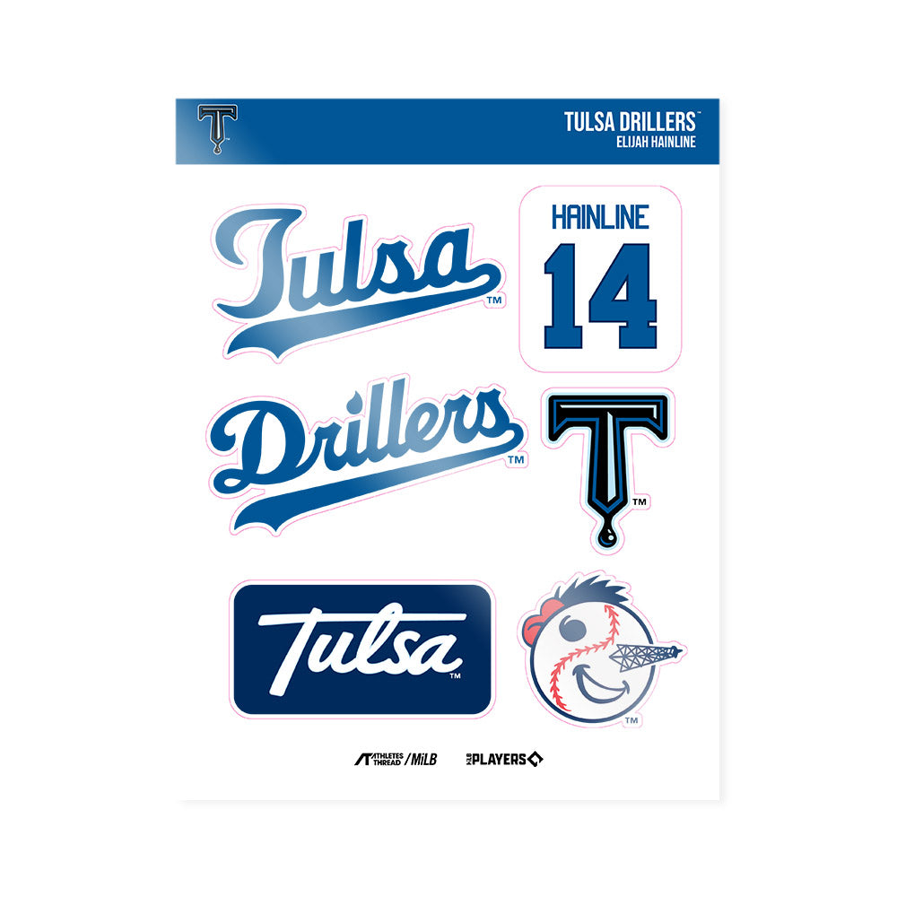 Tulsa Drillers - MILB Baseball : Elijah Hainline - Sticker Sheet-0