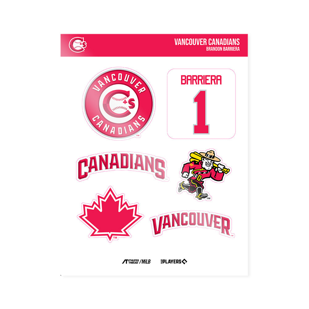 Van Canadians - MILB Baseball : Brandon Barriera - Sticker Sheet-0