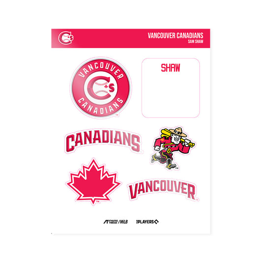 Van Canadians - MILB Baseball : Sam Shaw - Sticker Sheet-0
