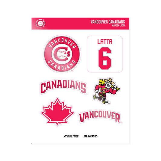 Van Canadians - MILB Baseball : Maddox Latta - Sticker Sheet-0