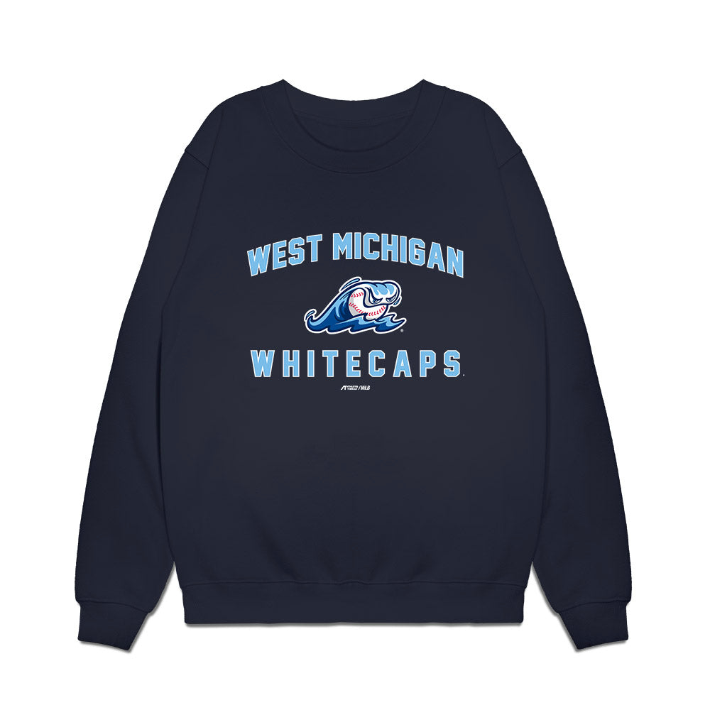 West Michigan Caps - MILB Baseball : Jackson Strong - Premium Crewneck Sweatshirt-0