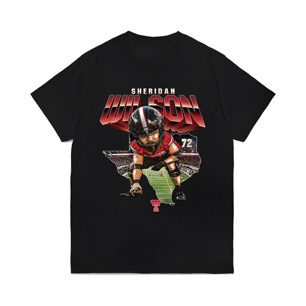 Texas Tech - NCAA Football : Sheridan Wilson - Caricature Comfort Colors T-Shirt-0