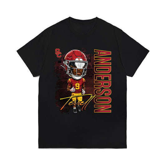 USC - NCAA Football : Terrell Anderson - Bobble Head Caricature Comfort Colors T-Shirt-0