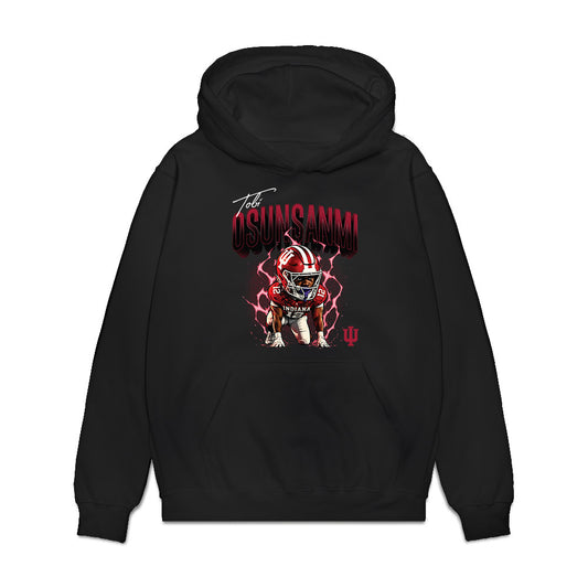 Indiana - NCAA Football : Tobi Osunsanmi - Caricature Premium Hooded Sweatshirt-0