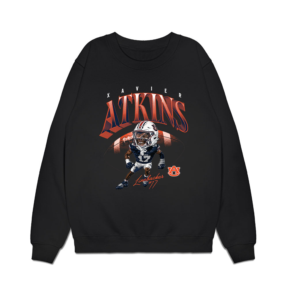 Auburn - NCAA Football : Xavier Atkins - Caricature Premium Crewneck Sweatshirt-0