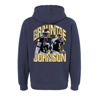 Notre Dame - NCAA Football : Brauntae Johnson - Collage Hooded Pullover Sweatshirt-1