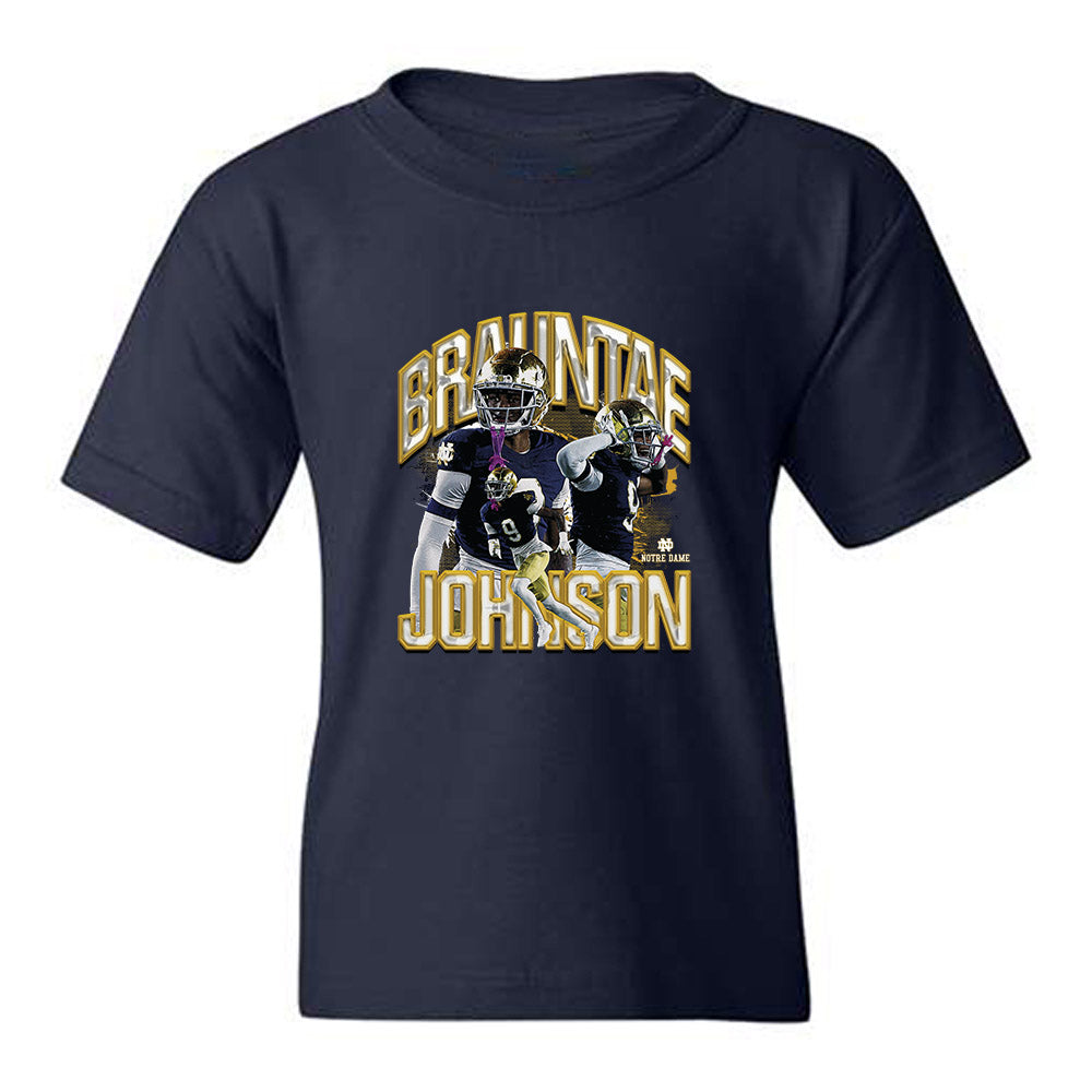Notre Dame - NCAA Football : Brauntae Johnson - Collage Youth T-Shirt-0