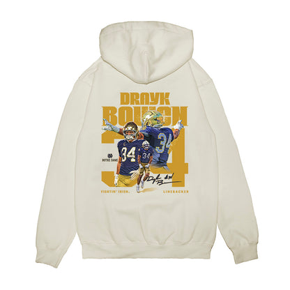 Notre Dame - NCAA Football : Drayk Bowen - Collage Premium Hooded Sweatshirt-1