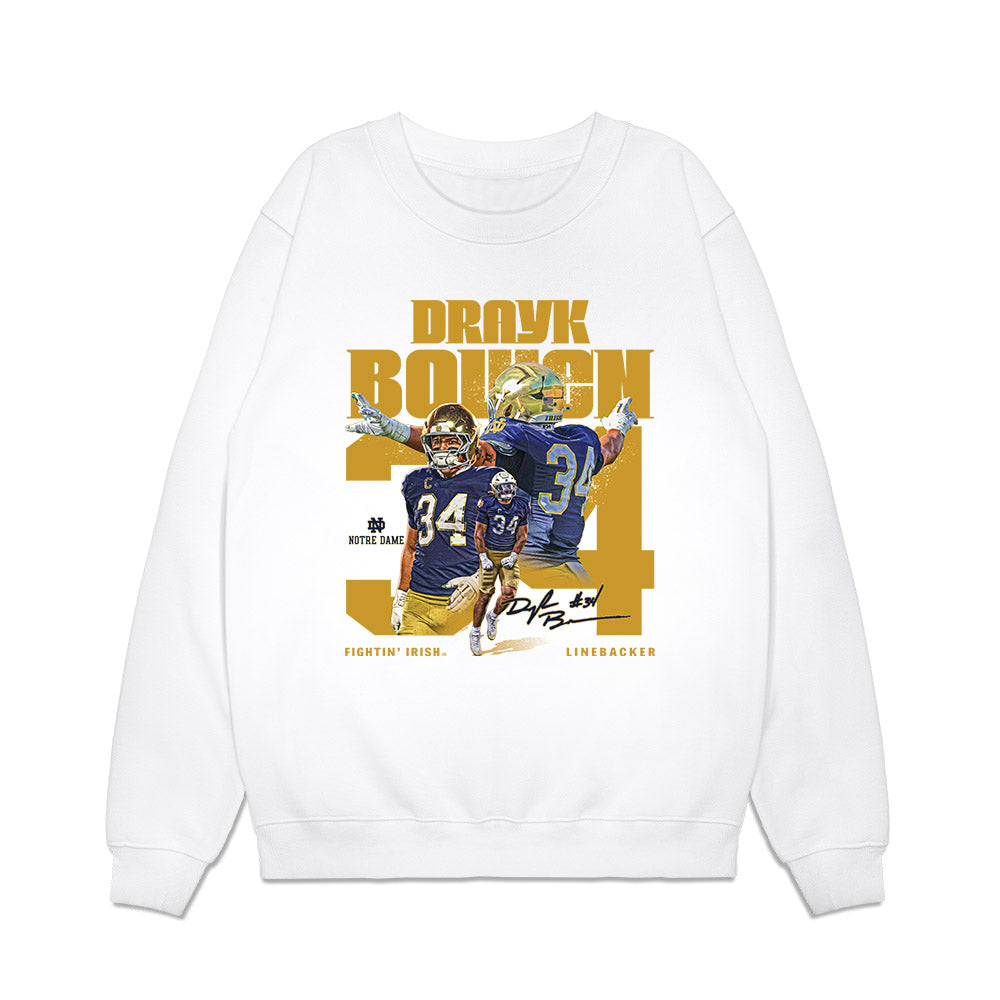 Notre Dame - NCAA Football : Drayk Bowen - Collage Premium Crewneck Sweatshirt-0